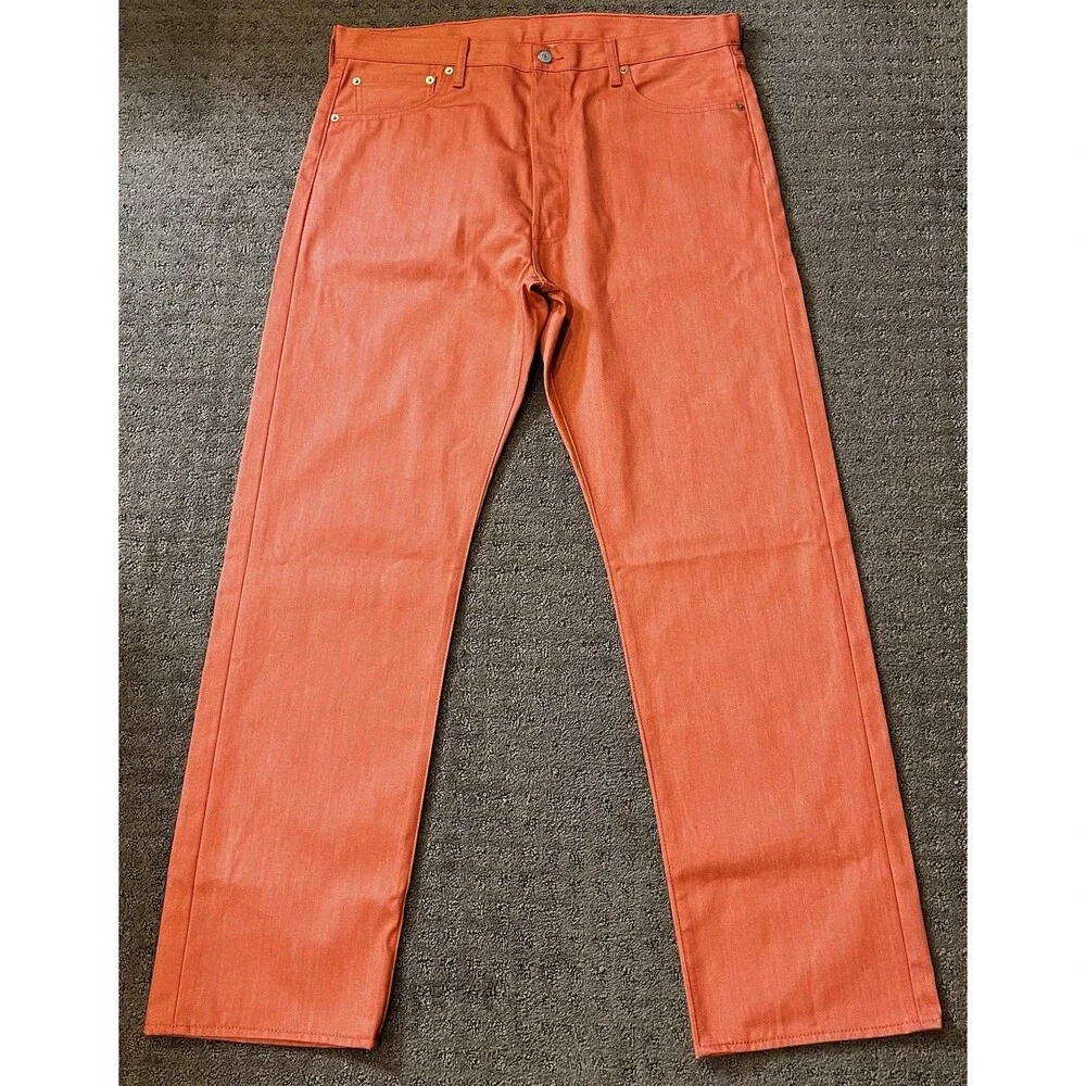 Levi’s 501 Shrink-to-Fit Jeans Unwashed Denim Orange/ Red W38 L32 NWOT